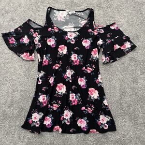 Boho Dress 2X Plus Size Boho Fairycore Flowy Floral Cold Shoulder Ruffle Sleeve